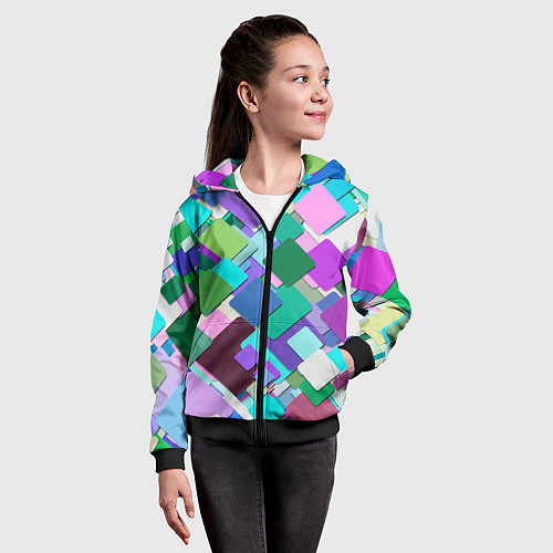 Детская толстовка на молнии MULTICOLORED SQUARES / 3D-Черный – фото 4