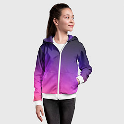 Толстовка на молнии детская Розовофиолетовый градиент, цвет: 3D-белый — фото 2