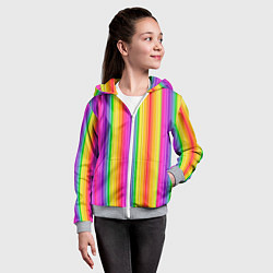 Толстовка на молнии детская ЦВЕТНЫЕ РАДУЖНЫЕ ЛИНИИ, цвет: 3D-меланж — фото 2