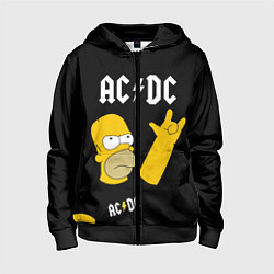 Толстовка на молнии детская AC DC ГОМЕР СИМПСОН SIMPSONS, цвет: 3D-черный