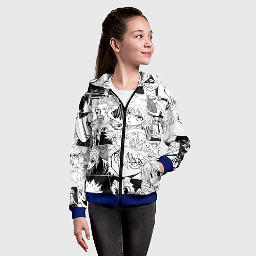 Детская толстовка на молнии Hunter x Hunter pattern / 3D-Синий – фото 4