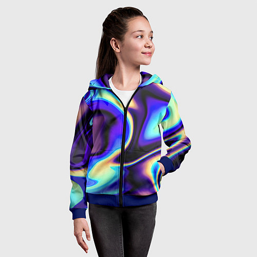 Детская толстовка на молнии Цветовая абстракция / 3D-Синий – фото 4
