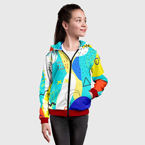 Детская толстовка на молнии ABSTRACT COLORED GEOMETRIC SHAPES / 3D-Красный – фото 4