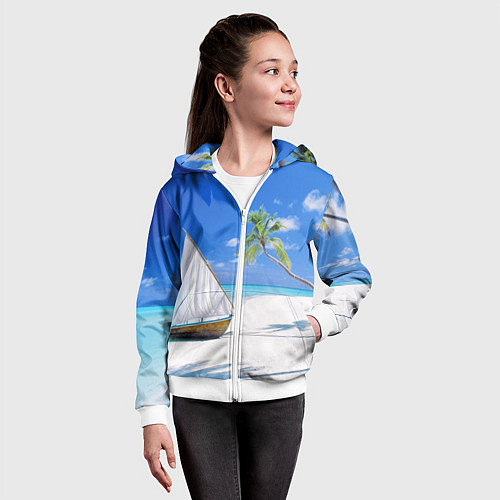 Детская толстовка на молнии Island of hawaii / 3D-Белый – фото 4
