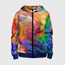 Толстовка на молнии детская MULTICOLORED SWIRLS, цвет: 3D-синий