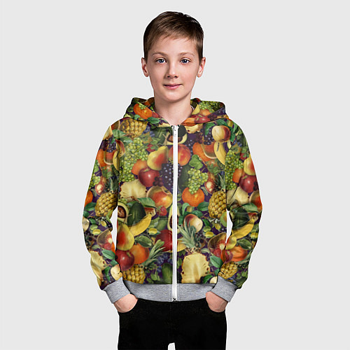 Детская толстовка на молнии Вкусные Летние Фрукты / 3D-Меланж – фото 3