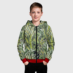 Толстовка на молнии детская Экзотические Летние Цветы и Листва, цвет: 3D-красный — фото 2