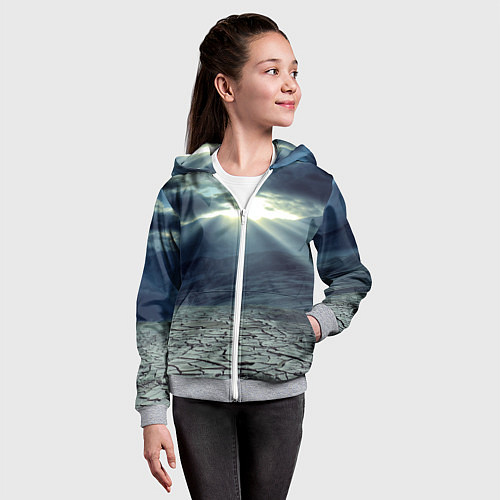 Детская толстовка на молнии Трещины на земле пустыня / 3D-Меланж – фото 4