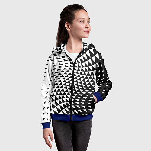 Детская толстовка на молнии Минималистический авангардный паттерн / 3D-Синий – фото 4