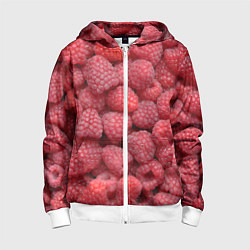 Толстовка на молнии детская Малина - ягоды, цвет: 3D-белый
