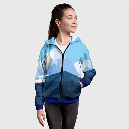 Детская толстовка на молнии Горы, лес, канатная дорога / 3D-Синий – фото 4