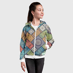 Толстовка на молнии детская Мандала орнамент, цвет: 3D-белый — фото 2