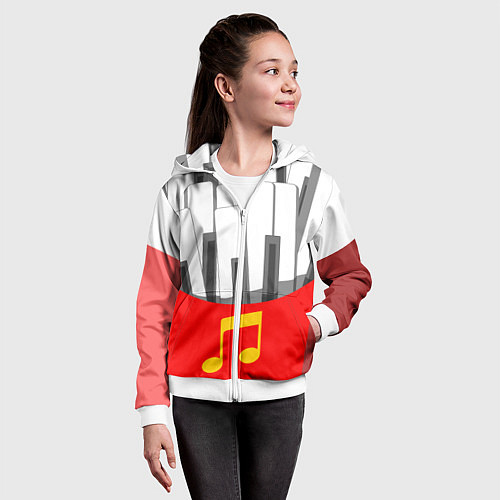 Детская толстовка на молнии Клавиши фортепиано как картошка фри / 3D-Белый – фото 4