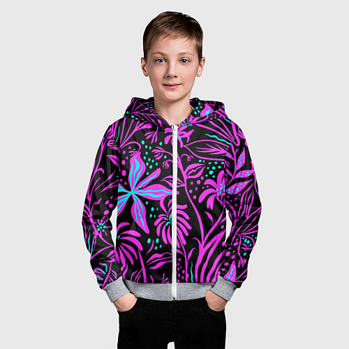 Детская толстовка на молнии Цветочная композиция Fashion trend / 3D-Меланж – фото 3