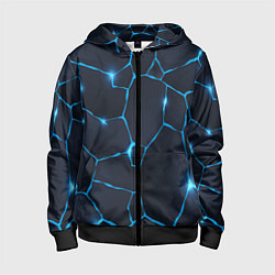 Толстовка на молнии детская Синие разломы, цвет: 3D-черный