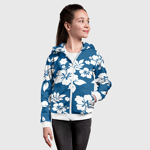 Детская толстовка на молнии Цветочный паттерн Минимализм / 3D-Белый – фото 4