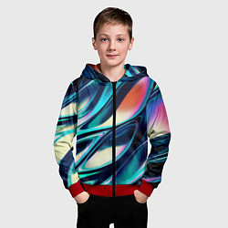 Толстовка на молнии детская Abstract Wave, цвет: 3D-красный — фото 2