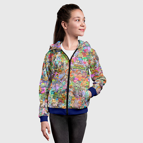 Детская толстовка на молнии MY SINGING MONSTERS Все персонажи / 3D-Синий – фото 4