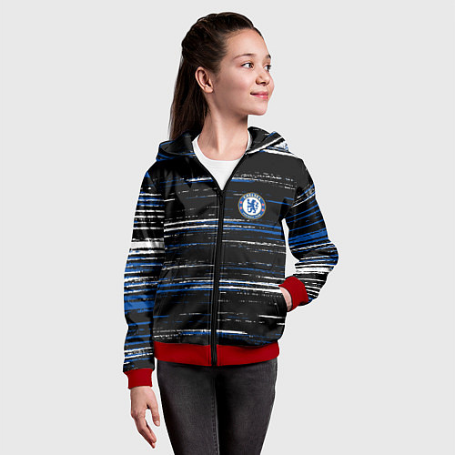Детская толстовка на молнии Chelsea челси лого / 3D-Красный – фото 4