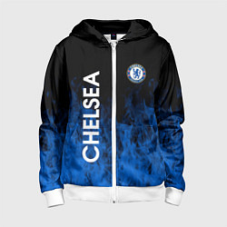Толстовка на молнии детская Chelsea пламя, цвет: 3D-белый