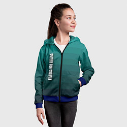 Толстовка на молнии детская Fitness and sports Бирюзовый полосатый градиент, цвет: 3D-синий — фото 2