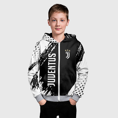 Детская толстовка на молнии Fc juventus фс ювентус / 3D-Меланж – фото 3