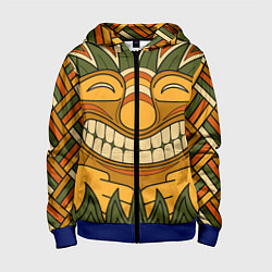 Толстовка на молнии детская Polynesian tiki LUCKY, цвет: 3D-синий