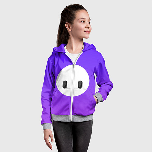 Детская толстовка на молнии Fall Guy violet / 3D-Меланж – фото 4