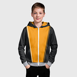Толстовка на молнии детская Mens Style Чёрное с оранжевым - вариант без надпис, цвет: 3D-меланж — фото 2