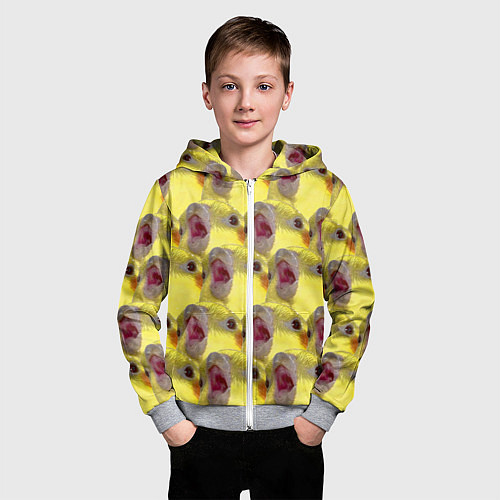 Детская толстовка на молнии Попугай Корелла Орёт Мем / 3D-Меланж – фото 3
