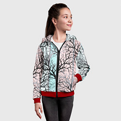 Толстовка на молнии детская Абстрактный узор tree branches, цвет: 3D-красный — фото 2