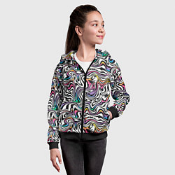 Толстовка на молнии детская Цветная оптическая иллюзия, цвет: 3D-черный — фото 2