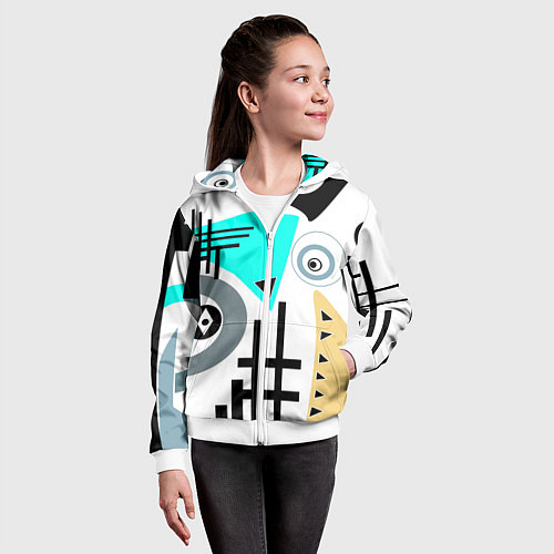 Детская толстовка на молнии Абстрактный современный дизайн / 3D-Белый – фото 4