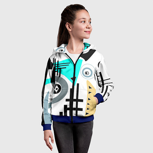 Детская толстовка на молнии Абстрактный современный дизайн / 3D-Синий – фото 4
