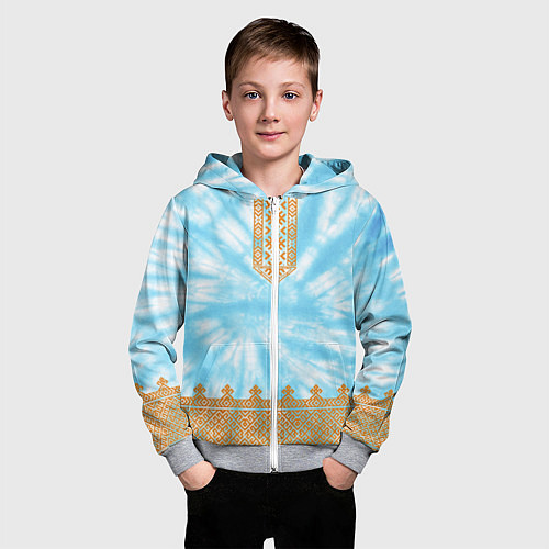Детская толстовка на молнии Славянская тай-дай рубаха / 3D-Меланж – фото 3
