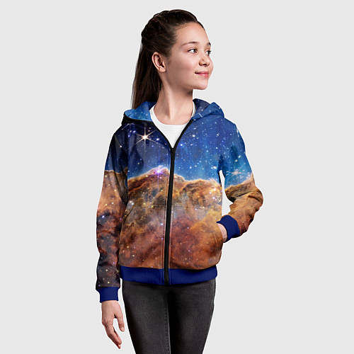 Детская толстовка на молнии Туманность Киля фото НАСА / 3D-Синий – фото 4