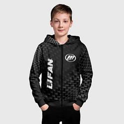 Толстовка на молнии детская Lifan Карбоновый фон, цвет: 3D-черный — фото 2