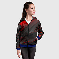 Толстовка на молнии детская Red and Black Geometry, цвет: 3D-синий — фото 2