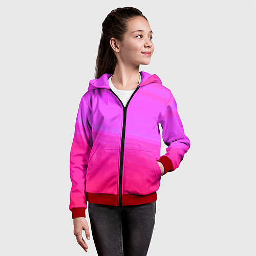 Детская толстовка на молнии Neon pink bright abstract background / 3D-Красный – фото 4