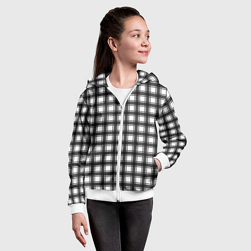 Детская толстовка на молнии Black and white trendy checkered pattern / 3D-Белый – фото 4