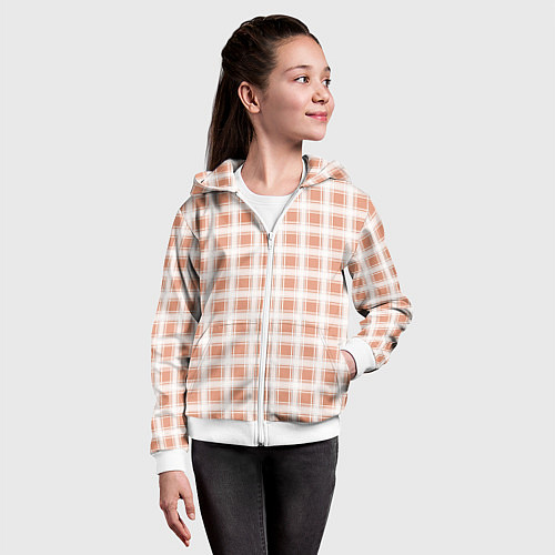 Детская толстовка на молнии Light beige plaid fashionable checkered pattern / 3D-Белый – фото 4