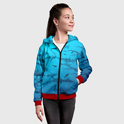 Толстовка на молнии детская Акулы - океан, цвет: 3D-красный — фото 2