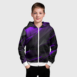 Толстовка на молнии детская Geometry Черный и фиолетовый, цвет: 3D-белый — фото 2