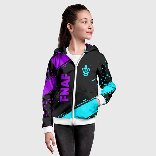 Детская толстовка на молнии Фредди - neon / 3D-Белый – фото 4