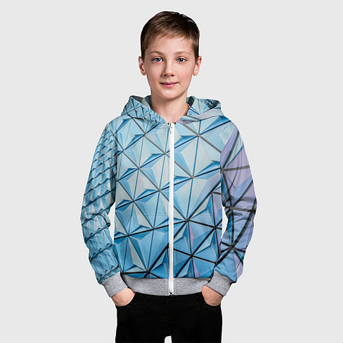 Детская толстовка на молнии Абстрактная киберпанк броня - Голубой / 3D-Меланж – фото 3