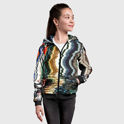 Детская толстовка на молнии Glitch pattern - fashion trend / 3D-Черный – фото 4