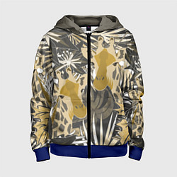 Толстовка на молнии детская Жирафы в тропиках, цвет: 3D-синий