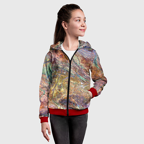 Детская толстовка на молнии Горная порода возраст которых превышает 3,6 миллиа / 3D-Красный – фото 4