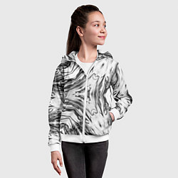 Толстовка на молнии детская Черно-белый абстрактный узор Трио, цвет: 3D-белый — фото 2