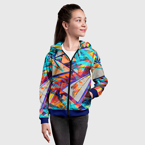 Детская толстовка на молнии Яркий неоновый абстрактный узор / 3D-Синий – фото 4